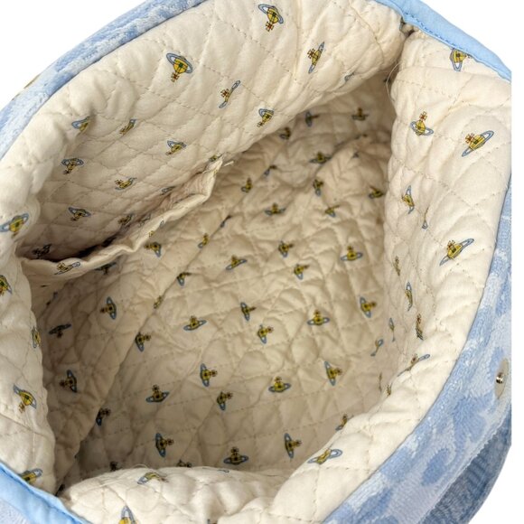 Vivienne Westwood Vintage Orb Logo Terry Cloth Tote Bag Blue Cotton [106235] - Picture 12 of 15